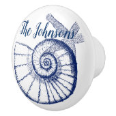 Bouton De Porte En Céramique Nautilus Seashell & Starfish Marine Life Custom (Droite)
