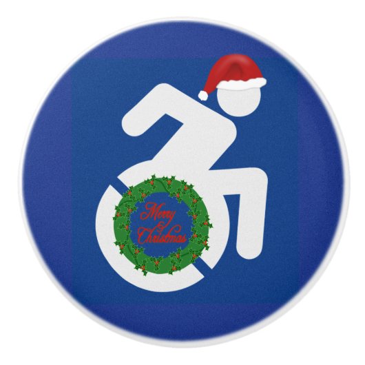 Bouton De Porte En Céramique Noël Handicapé (Devant)