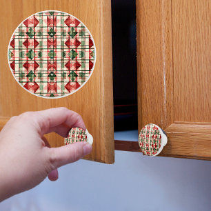 Bouton De Porte En Céramique Noël Rustique Motif de ferme