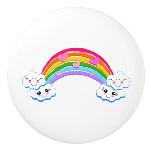 Bouton De Porte En Céramique Noeud arc-en-ciel (Devant)