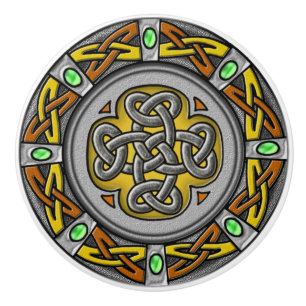 Bouton De Porte En Céramique Noeud de celtic d'image numérique d'acier, de cuir