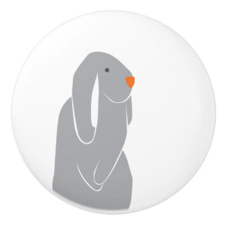 Bouton De Porte En Céramique Noeud en céramique de lapin gris moderne