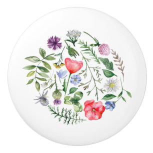 Bouton De Porte En Céramique Noeud rond coloré Fleur sauvage