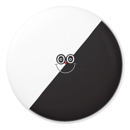 Bouton De Porte En Céramique Noir & Blanc Smile Face Ceramic Knox (Devant)