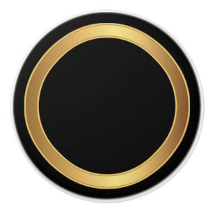 Bouton De Porte En Céramique Noir et équilibre d'or