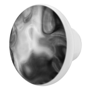 Bouton De Porte En Céramique Noir et Marbre blanc abstrait