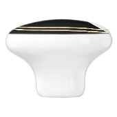 Bouton De Porte En Céramique Noir moderne, blanc et or (Côté)