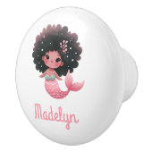 Bouton De Porte En Céramique Nom de la princesse Mermaid rose blanc (Droite)