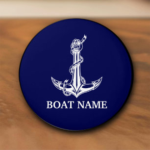 Bouton De Porte En Céramique Nom du bateau de la corde d'Ancre nautique vintage