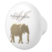 Bouton De Porte En Céramique Nom du monogramme élégant Elephant Gold (Droite)