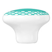Bouton De Porte En Céramique Nom moderne initial turquoise points blancs (Côté)