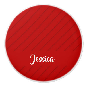 Bouton De Porte En Céramique Nom personnalisé rouge diagonale plastique texturé
