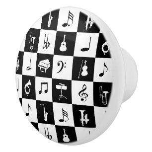 Bouton De Porte En Céramique Notes élégantes et instruments de musique modern