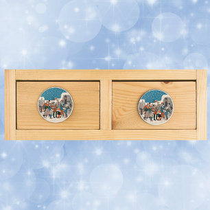 Bouton De Porte En Céramique Notes musicales Carolers de Noël Stars Village