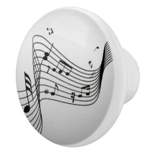 Bouton De Porte En Céramique Notes musicales sur l'argent