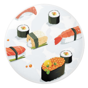 Bouton De Porte En Céramique Nourriture japonaise : Motif de sushi