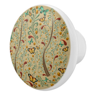 Bouton De Porte En Céramique Nouveau Papillons et Oranger
