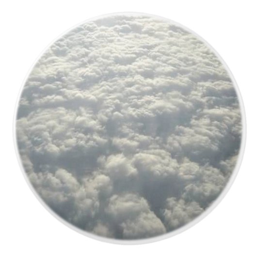 BOUTON DE PORTE EN CÉRAMIQUE NUAGES DE FLUFFE BLANC (Devant)