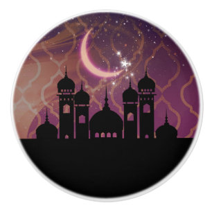 Bouton De Porte En Céramique Nuits arabes marocain moyen-oriental violet rose