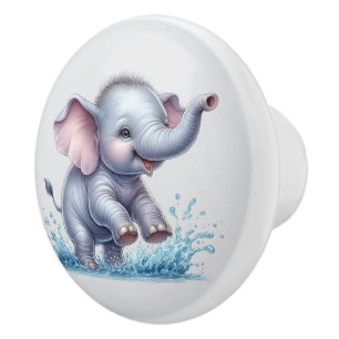 Bouton De Porte En Céramique Nurserie éléphant bébé mignon