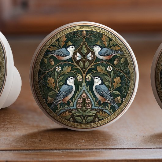 Bouton De Porte En Céramique Nuthatch Bird Ceramic Pull Knob