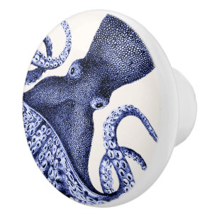 Bouton De Porte En Céramique Octopus bleu paysage
