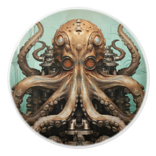 Bouton De Porte En Céramique Octopus Steampunk Marine Vie aquatique