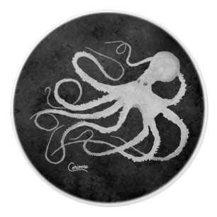 Bouton De Porte En Céramique Octopus sur gris foncé R - Knox