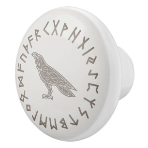 Bouton De Porte En Céramique Odin Raven Crow Viking Mythologie runes runes runi