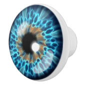 Bouton De Porte En Céramique Oeil d'iris bleu et orange (Droite)