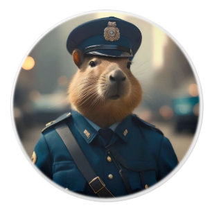 Bouton De Porte En Céramique Officier Capybara : Garder la paix,
