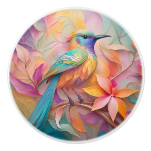 Bouton De Porte En Céramique Oiseau-chanteur à gorge violette Imaginaire