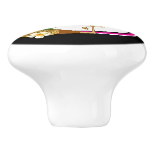 Bouton De Porte En Céramique Oiseau de Flamant rose tropical (Côté)