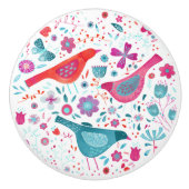 Bouton De Porte En Céramique Oiseaux dans un jardin Boho Aquarelle moderne (Devant)