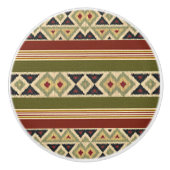 Bouton De Porte En Céramique Olive Green Mustard Ochre Yellow Tribal Ikat Art (Devant)