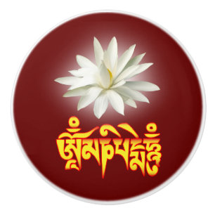 Bouton De Porte En Céramique Om mani padme mantra
