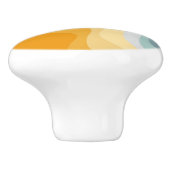Bouton De Porte En Céramique Ondes de style rétro bleu et jaune (Côté)