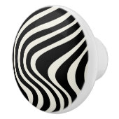 Bouton De Porte En Céramique Ondes de style rétro noir et blanc (Droite)