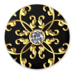 Bouton De Porte En Céramique Or Diamant Bijou Pierre précieuse