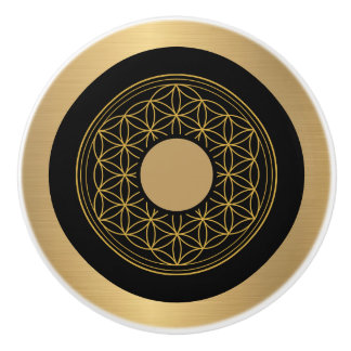 Bouton De Porte En Céramique Or fin et noir élégant