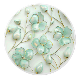Bouton De Porte En Céramique Or Floral Gold