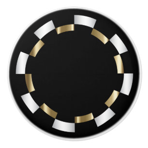 Bouton De Porte En Céramique Or géométrique, blanc et noir du motif  