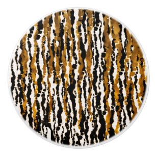 Bouton De Porte En Céramique Or & Noir Moderne Safari Pluie Jungle Glamour