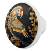 Bouton De Porte En Céramique Or sur perroquet noir (Droite)