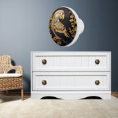 Bouton De Porte En Céramique Or sur perroquet noir