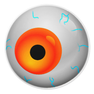 Bouton De Porte En Céramique Orange Eyeball Zombie Drawer Knower