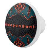 Bouton De Porte En Céramique Orange vert foncé indépendant et fier (Droite)