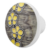 Bouton De Porte En Céramique Orchidée grise jaune (Droite)