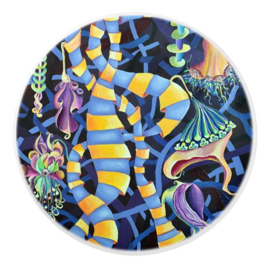 Bouton De Porte En Céramique Orchidées d'aquarelle de luminescence (Devant)