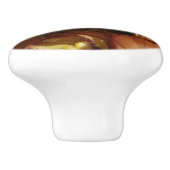 Bouton De Porte En Céramique Orchidées de Pêche avec Raindrops Floral (Côté)